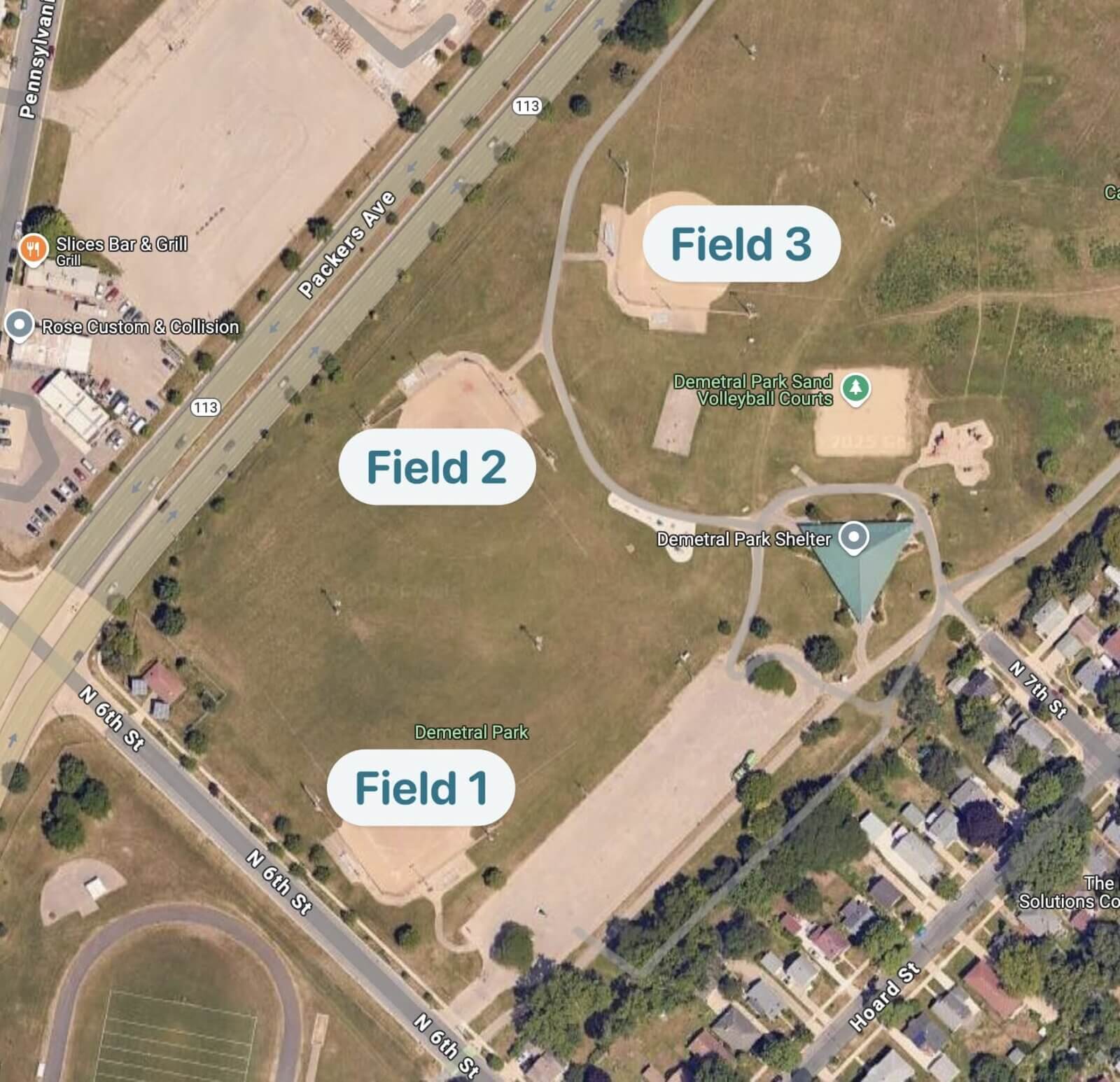 Bird's eye view of Demetral Field